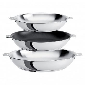 Set Cristel Mutine amovible batterie de 3 poêles 20 24 28cm