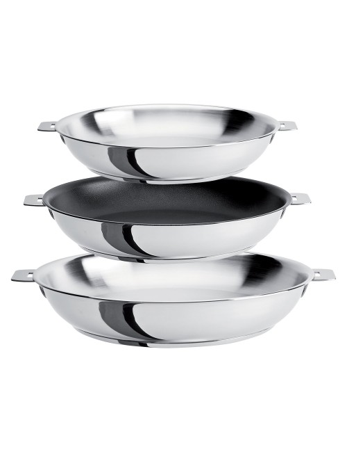Set Cristel Mutine amovible batterie de 3 poêles 20 24 28cm