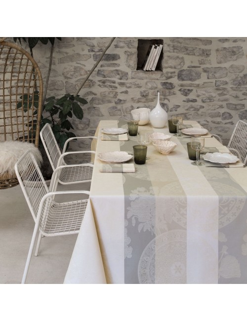 Nappe enduite Fleurs Gourmandes craie Le Jacquard Français - 4 tailles