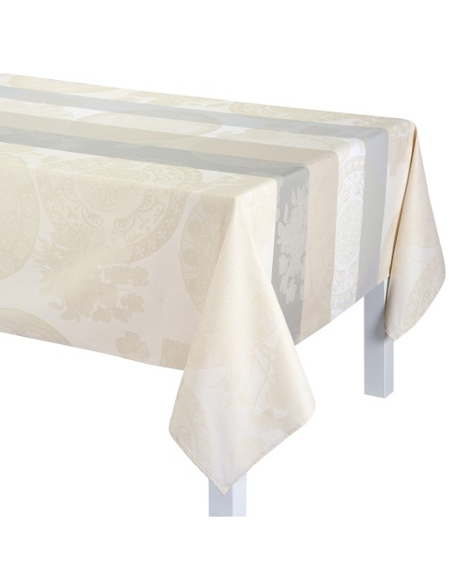 Nappe enduite Fleurs Gourmandes craie Le Jacquard Français - 4 tailles