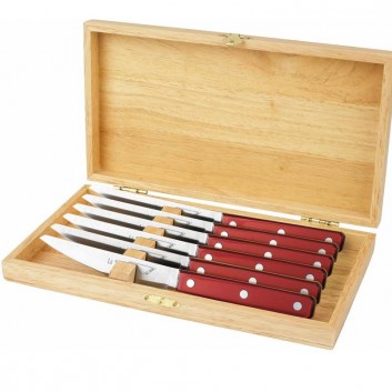 6 couteaux à steak inox Scalène Au Nain - 5 coloris
