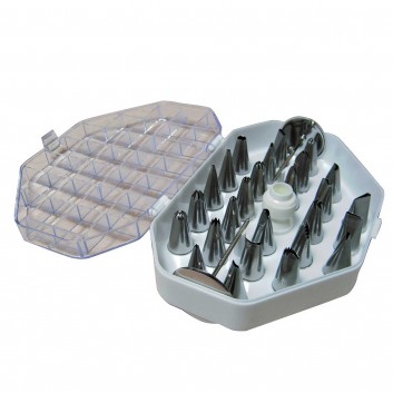 Coffret De Buyer de 26 douilles fines en inox, spéciales décor