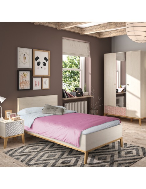 Chambre Alika Lit armoire commode Gami