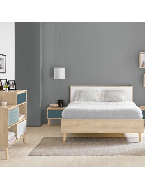 Chambre Larvik Lit armoire commode bureau Gami