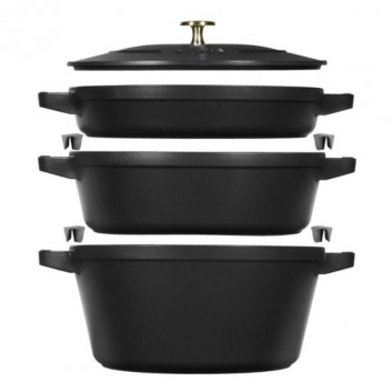 Set empilable 4 pièces Staub 24cm cocotte poêle sauteuse - 3 coloris