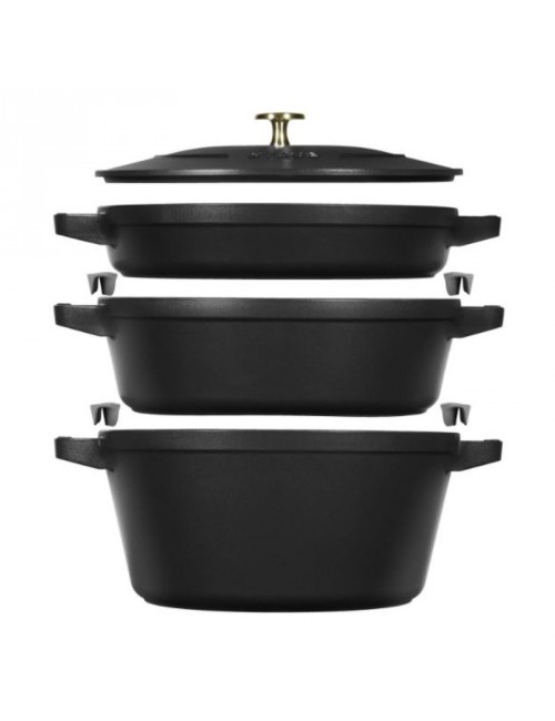 Set empilable 4 pièces Staub 24cm cocotte poêle sauteuse - 3 coloris