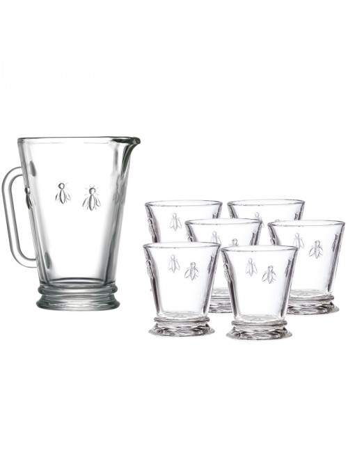 Pichet et 6 verres Abeille La Rochère