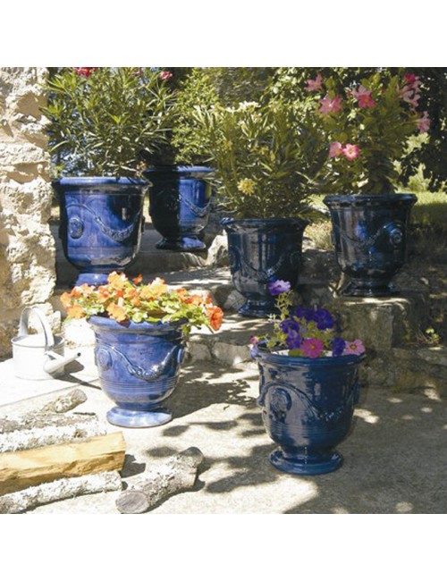 Vase Anduze émaillé bleu foncé Terre Figuière - 4 tailles