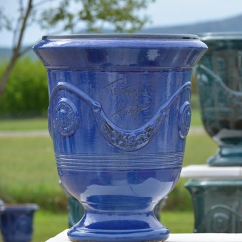 Vase Anduze émaillé bleu foncé Terre Figuière - 4 tailles