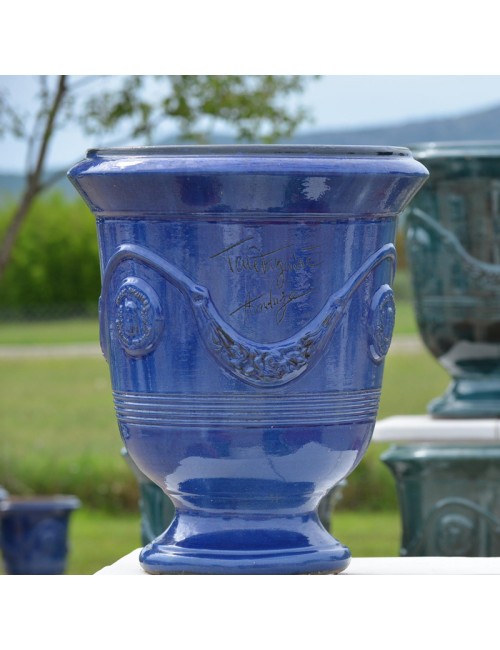 Vase Anduze émaillé bleu foncé Terre Figuière - 4 tailles