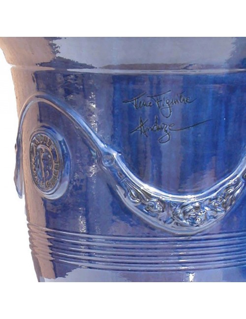 Vase Anduze émaillé bleu foncé Terre Figuière - 4 tailles
