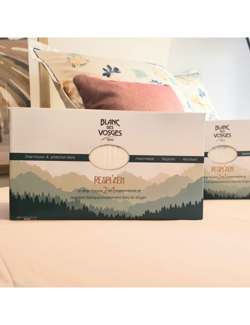 Drap housse Respi'Zen Blanc des Vosges - 8 coloris 9 dimensions