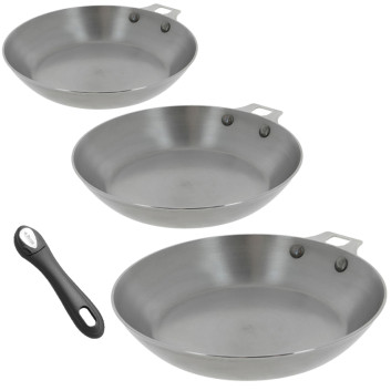 Set batterie 3 poêles à frire Mineral B De Buyer amovible