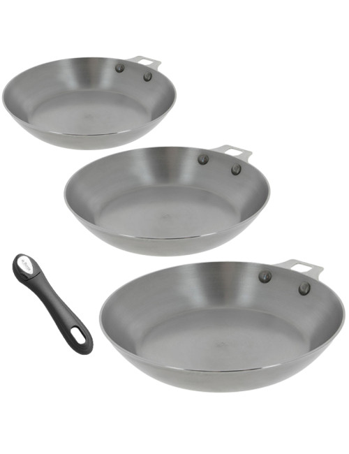 Set batterie 3 poêles à frire Mineral B De Buyer amovible