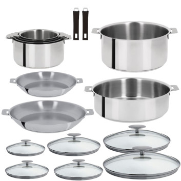 Set batterie Cristel Mutine amovible 14 pièces inox