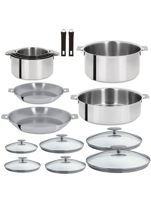 Set batterie Cristel Mutine amovible 14 pièces inox