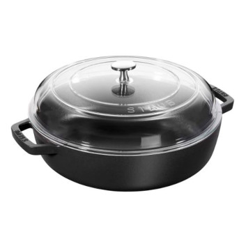Sauteuse Staub 24cm couvercle verre fonte - 2 coloris