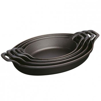 Set de 4 plats empilables Staub Noir mat en fonte