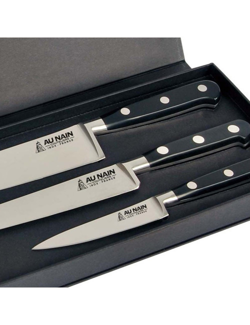Coffret Au Nain 3 couteaux chef forge idéal - 2 couleurs
