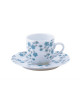 6 tasses soucoupes Fleurs bleues Deshoulières - 3 contenances