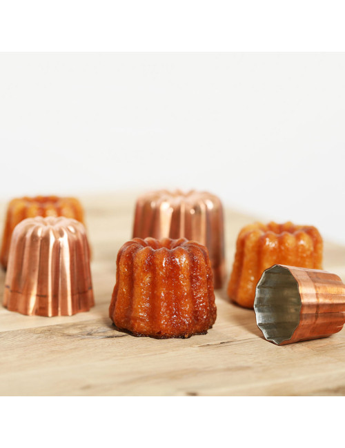 6 moules à cannelés en cuivre De Buyer - 3 tailles
