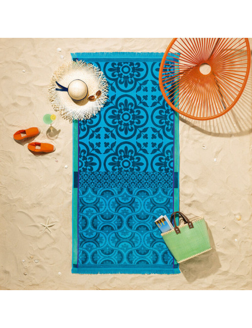 Serviette de plage Santorin Le Jacquard français