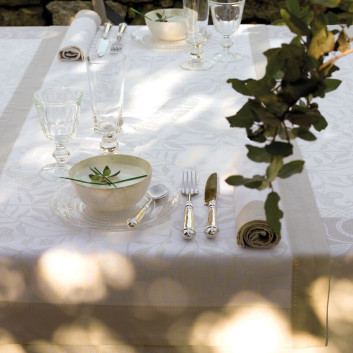 Chemin de table Venezia coton ivoire Le Jacquard Français