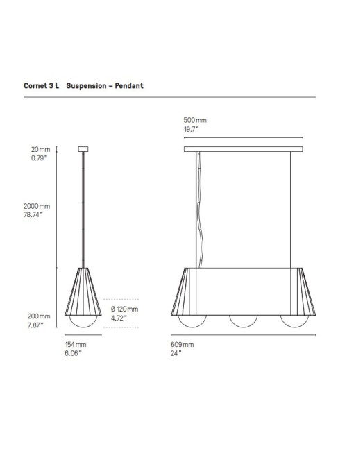 Suspension Cornet CVL - 2 tailles 4 finitions