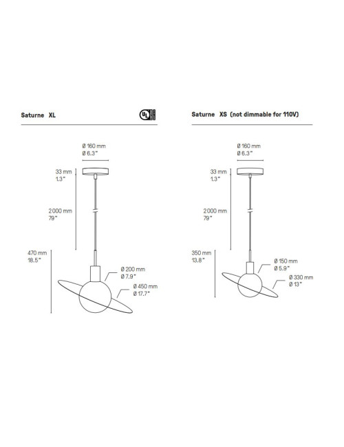 Suspension Saturne CVL - 2 tailles 4 finitions