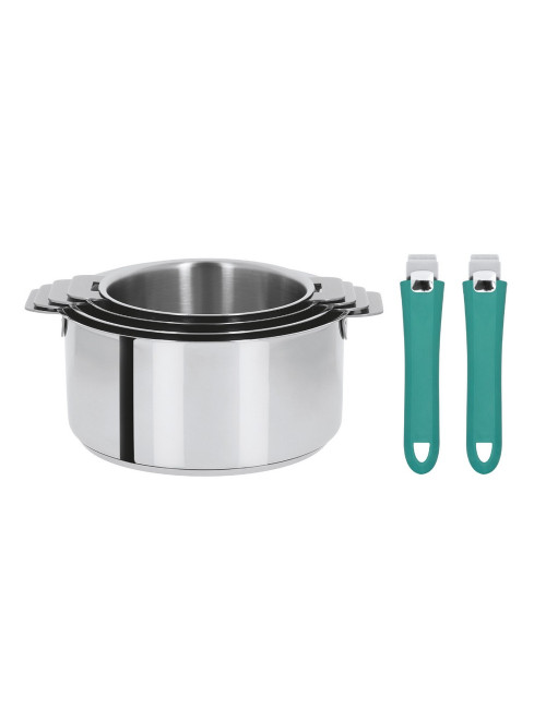 Batterie 4 casseroles + 2 poignées amovibles Cristel Mutine Evolution - 8 coloris
