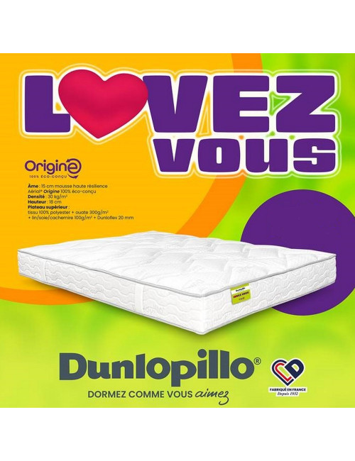 Matelas Lovez vous Dunlopillo H18cm - 6 tailles