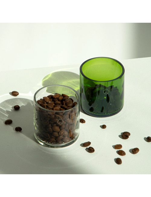 4 tasses en verre Q de bouteilles - 2 coloris