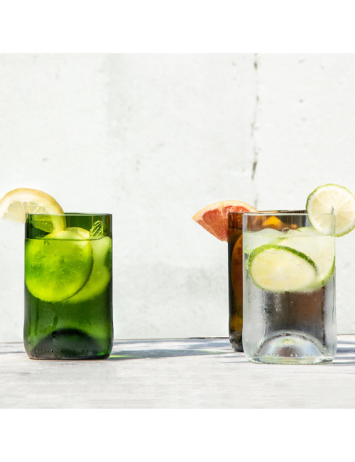 4 verres long drink Q de bouteilles - 2 coloris