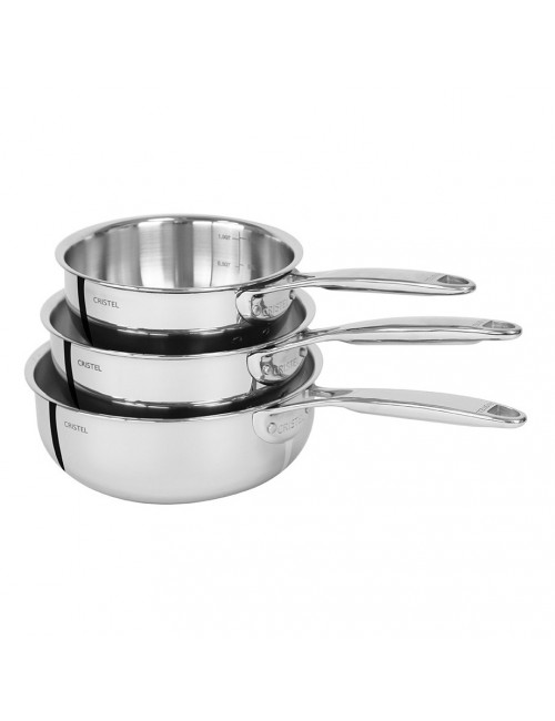 Set batterie 3 casseroles Cristel Castel Pro avec couvercles 16 18 20cm