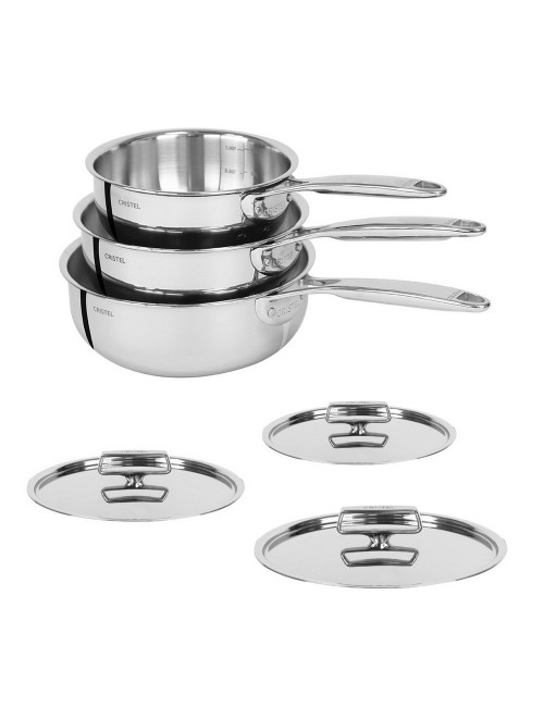Set batterie 3 casseroles Cristel Castel Pro avec couvercles 16 18 20cm