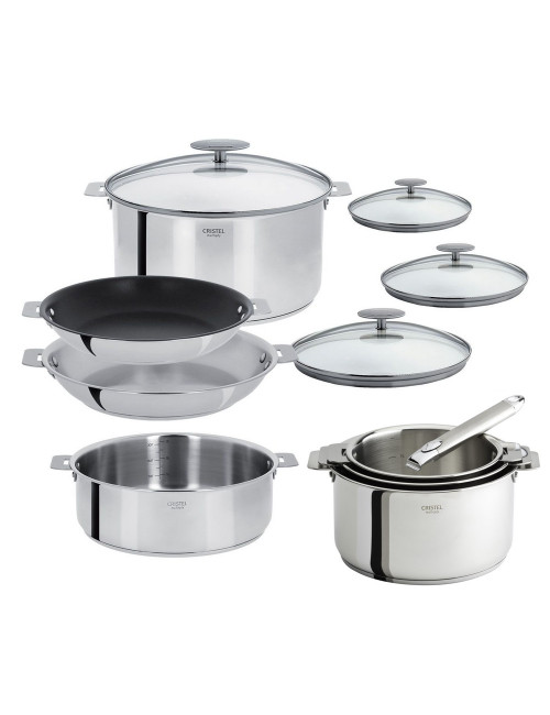 Set batterie 12 pièces Cristel Casteline inox