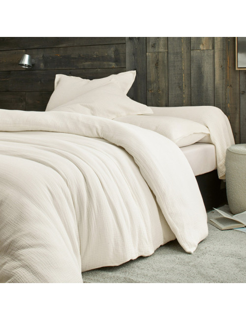 Parure de lit COSY gaze de coton Blanc des Vosges - 7 coloris