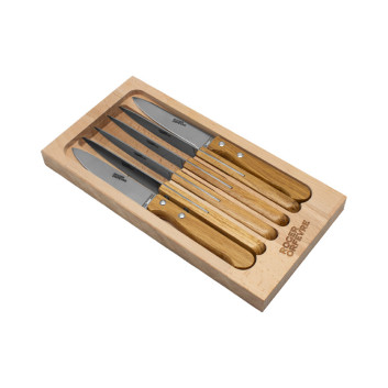 Coffret 6 couteaux à steak chêne Roger Orfèvre - 2 finitions