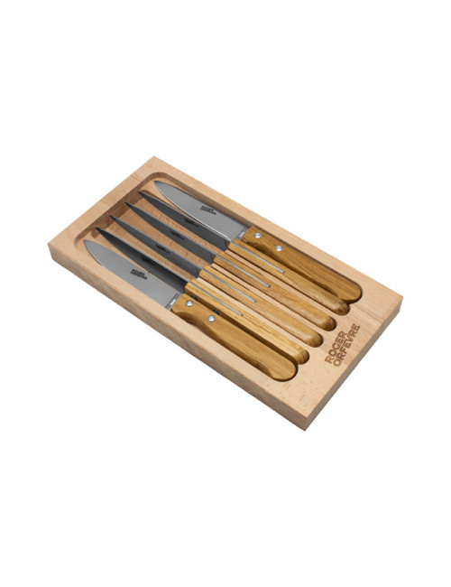 Coffret 6 couteaux à steak chêne Roger Orfèvre - 2 finitions