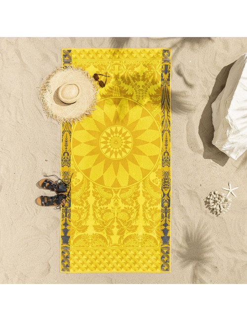 Serviette de plage Soleil Jaune Le Jacquard Français