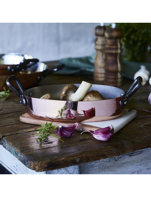 Plat ovale en cuivre étamé Baumalu 20cm