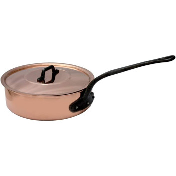 Sauteuse cuivre lisse avec couvercle Baumalu - 4 tailles