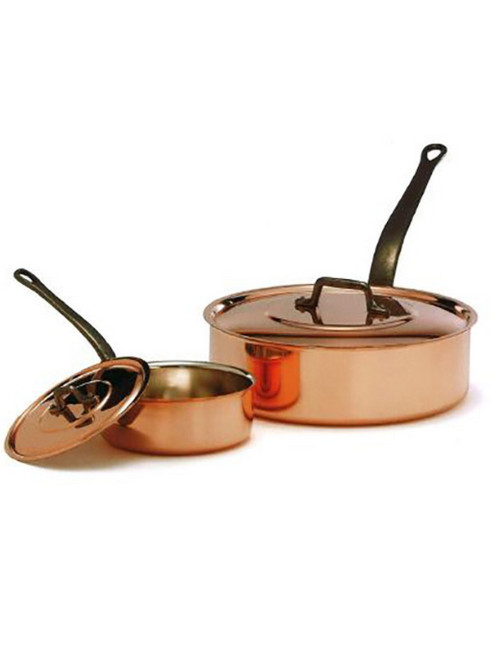 Sauteuse cuivre lisse avec couvercle Baumalu - 4 tailles