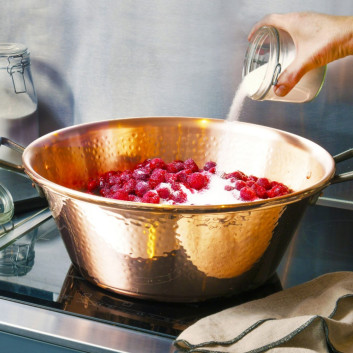 Bassine à confiture 40cm cuivre martelé pour induction Baumalu