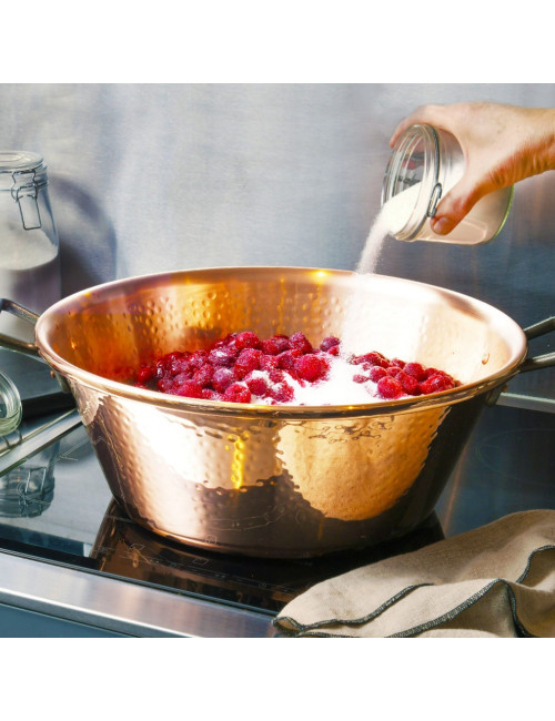 Bassine à confiture 40cm cuivre martelé pour induction Baumalu