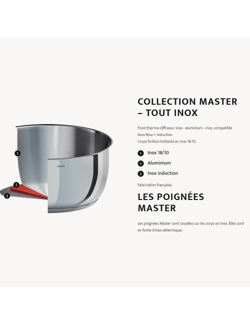 Faitout Cristel Cookway Master en inox avec couvercle - 6 tailles