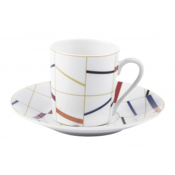 6 tasses soucoupes Graphique Deshoulières - 2 contenances