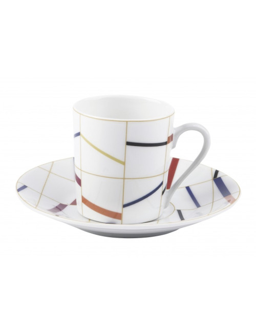 6 tasses soucoupes Graphique Deshoulières - 2 contenances