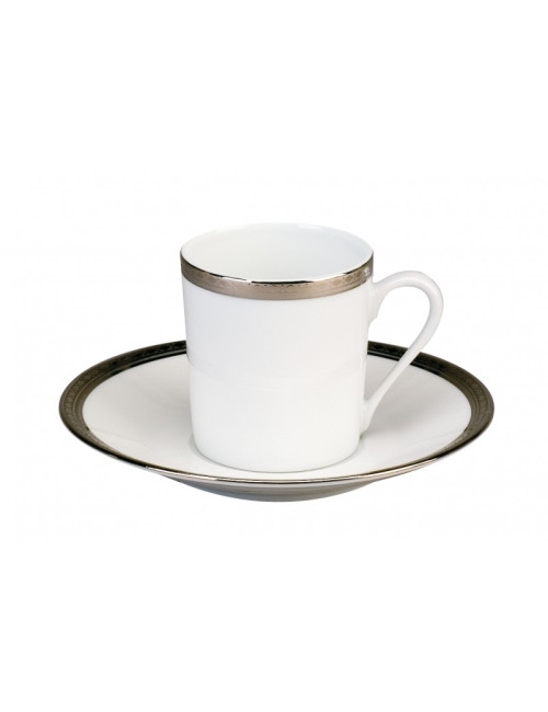 6 tasses soucoupes Versailles platine Deshoulières - 4 contenances