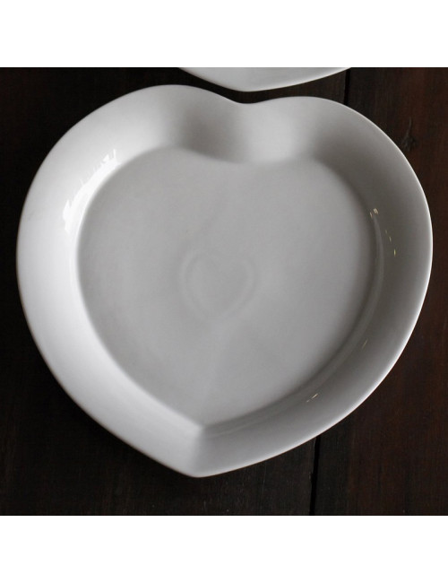 6 assiettes Coeur porcelaine Jacques Pergay - 4 tailles
